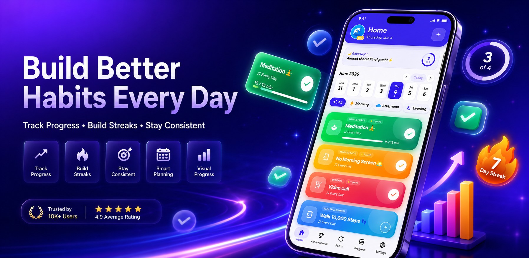 Habit Tracker daily habits and streaks app preview
