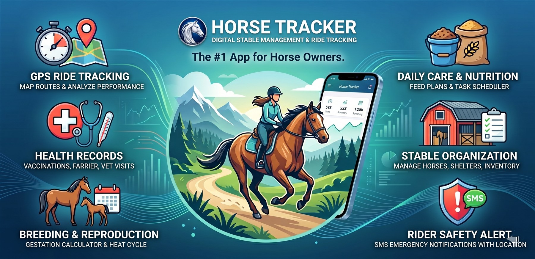 Horse Tracker stable management and ride tracking app preview